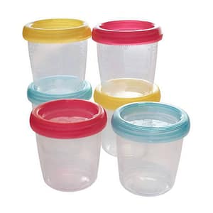Conjunto 6 Potes para Papinha e Leite Materno Colorido Clingo